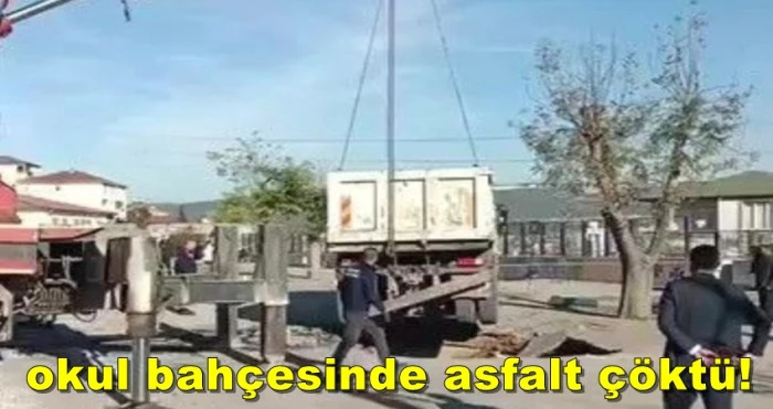 Dilovası&rsquo;nda okul bah&ccedil;esinde asfalt &ccedil;&ouml;kt&uuml;!