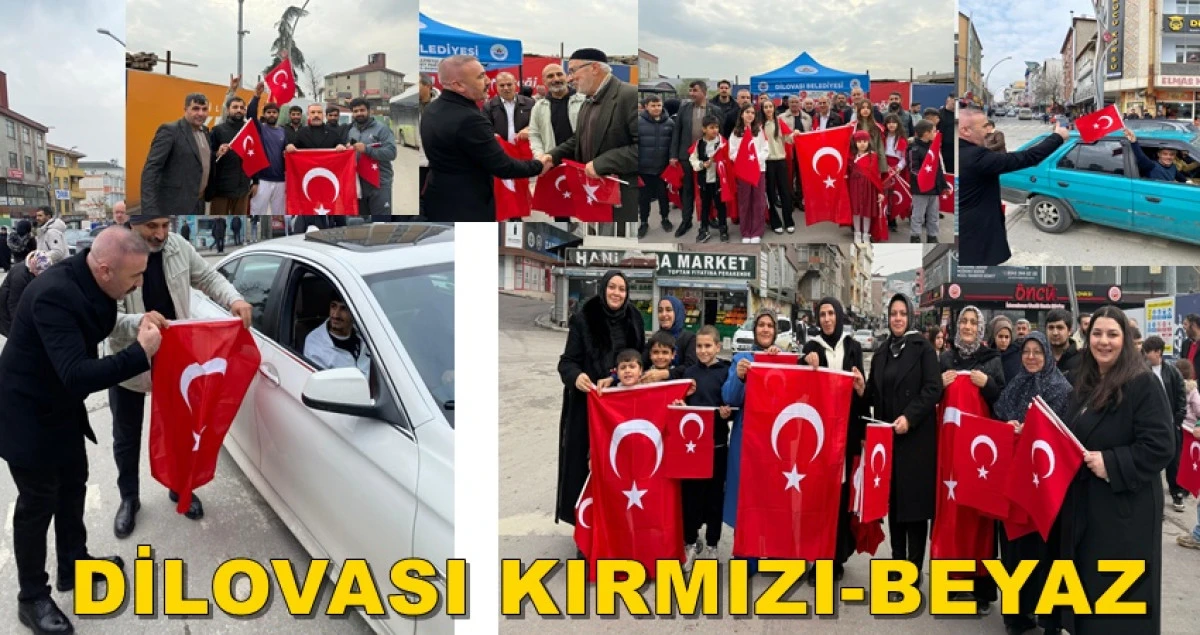 MHP DİLOVASI'NDA 5 BİN BAYRAK DAĞITTI