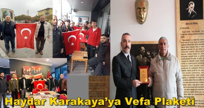 MHP Dilovası'ndan Şanlı Bayrağa Adanan G&ouml;n&uuml;l: Haydar Karakaya&rsquo;ya Vefa Plaket